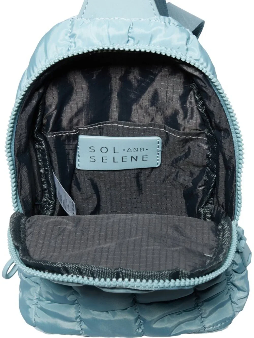 Sol and Solene Rejuvenate Sling Backpack Crossbody Quilted in Sky Blue NWT
